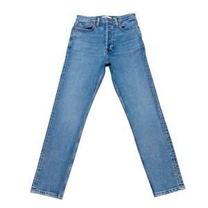 RE/DONE Stretch High Rise Straight Leg Jeans 27x28 Mid 90s Wash USA